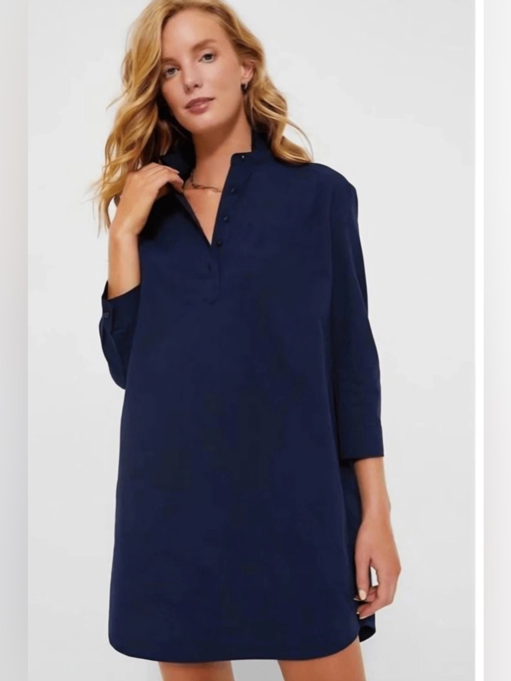 Tuckernuck Pomander Place Polly Navy Blue  Lagenlook Tunic Dress SZ S